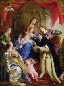 Jomfruen tilbyder rosenkransen til St. Dominic, 1641
